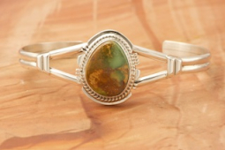 Genuine Emerald Valley Sterling Silver Navajo Bracelet
